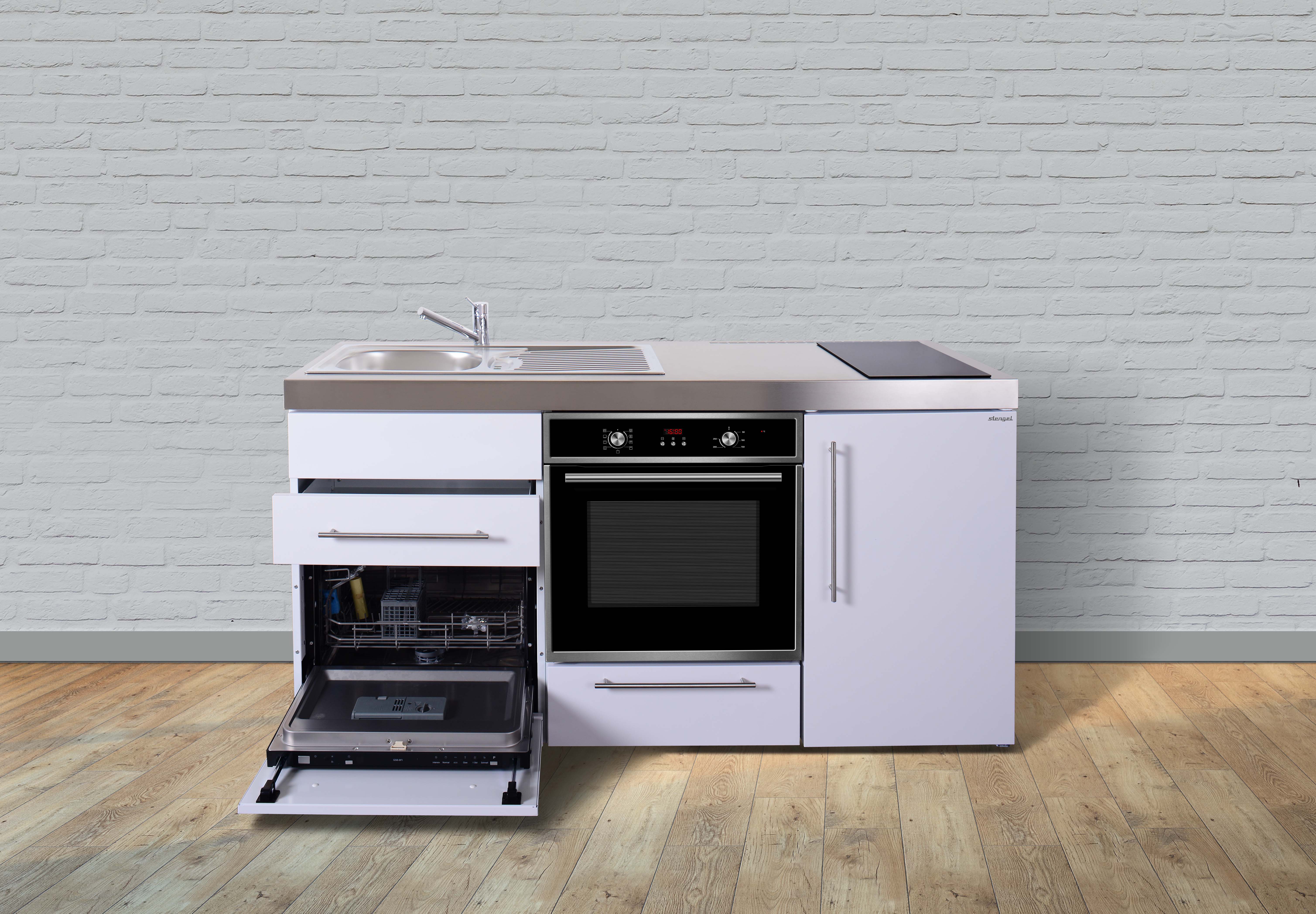 MPBGS170-GK_offen Miniküche Premiumline MPBGS 170 - Mit Geschirrspüler & Backofen
