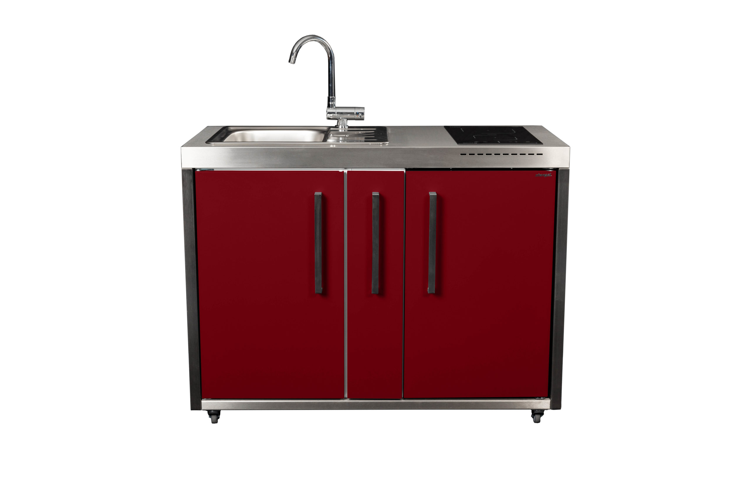 MO-120-A-KS-Becken-Induktionskochfeld-rechts-Becken-links-Rot-scaled Miniküche Outdoor MO 120 A